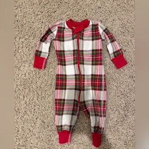 Red plaid hanna andersson baby pajamas sleeper size 6-12 months